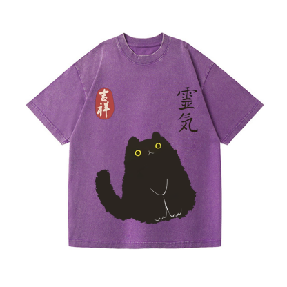 Cat Vintage Wash Japanese Design T-Shirt