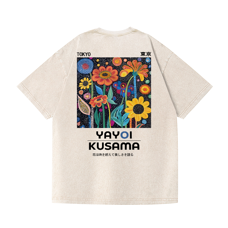 Yayoi Kusama Vintage Wash Japanese Design Back Art T-Shirt