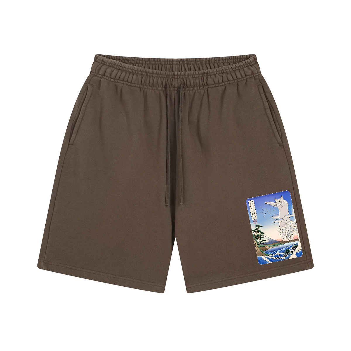 Longcat Ukiyoe Vintage Washed Cotton Shorts