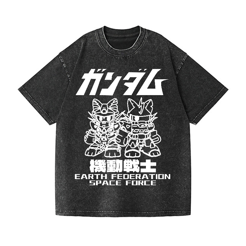 Gundam Cat Vintage Wash Japanese Design T-Shirt