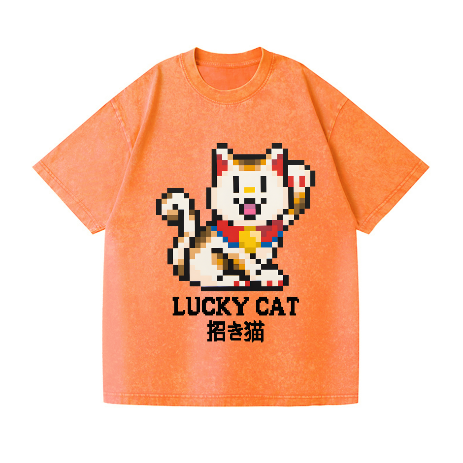 Lucky Cat Vintage Wash Japanese Design T-Shirt