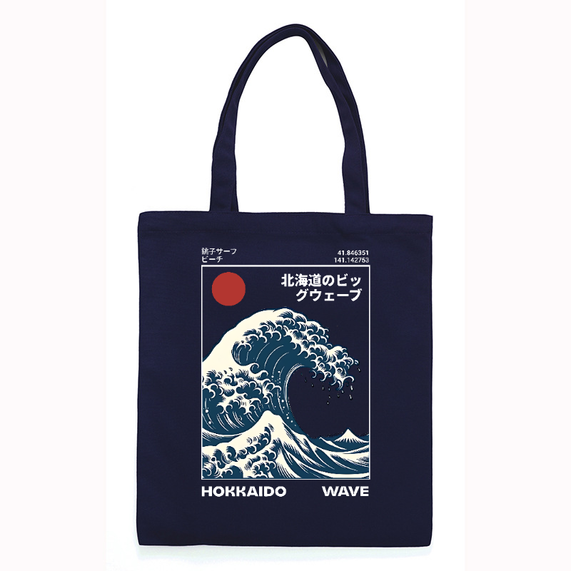 Katsushika Hokusai Wave Ukiyoe Japanese Style Canvas Tote Bag