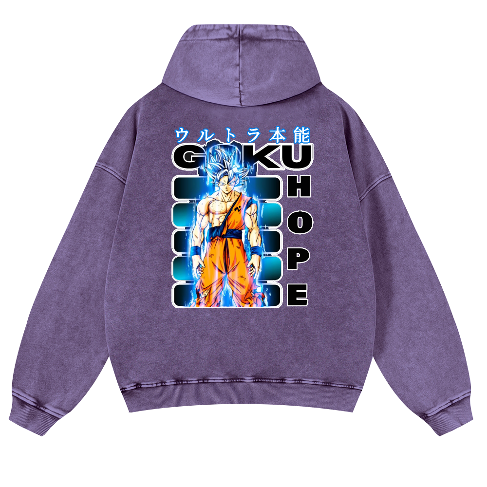 DB Son Goku Vintage Washed Cotton Back Art Hoodie