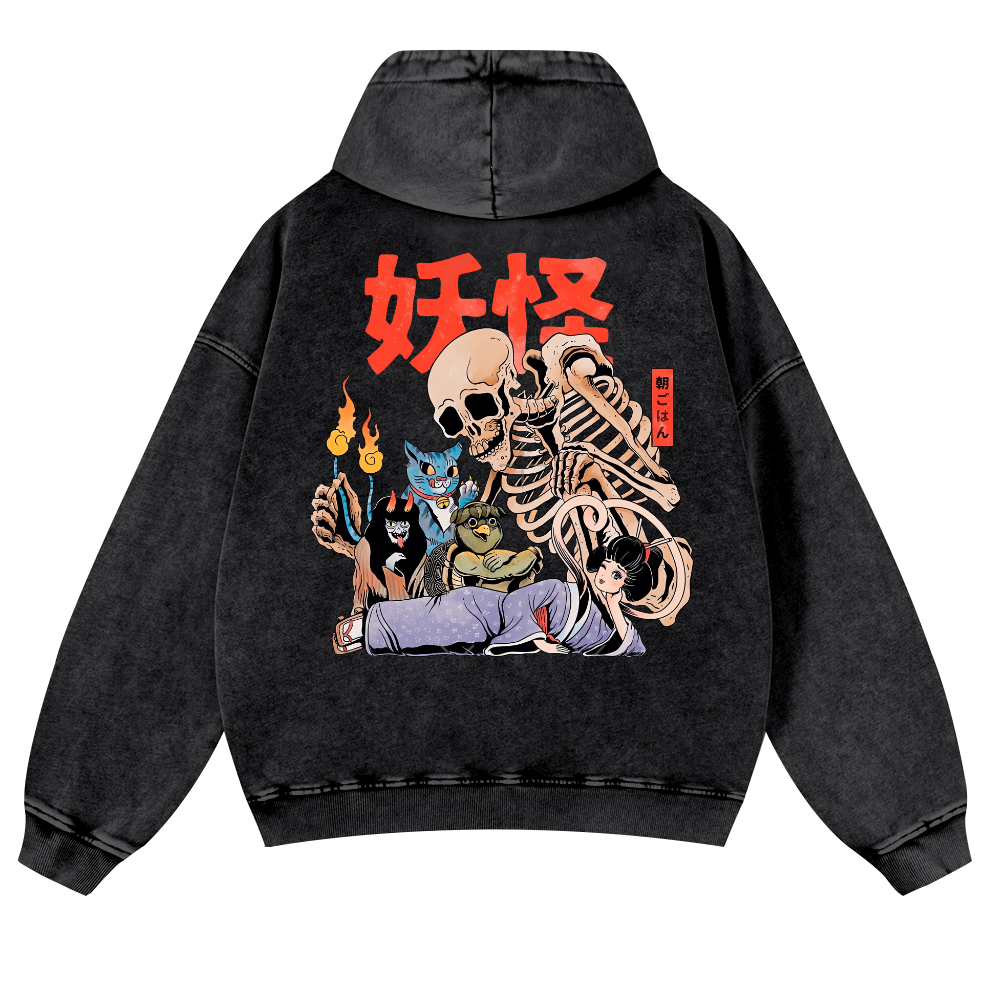 Gengar Vintage Washed Cotton Back Art Hoodie
