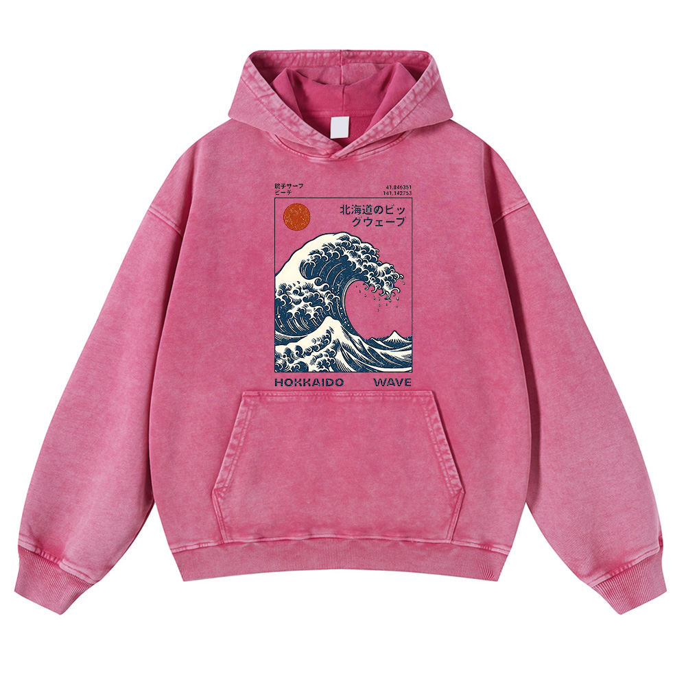 Katsushika Hokusai Vintage Washed Thick Cotton Hoodie