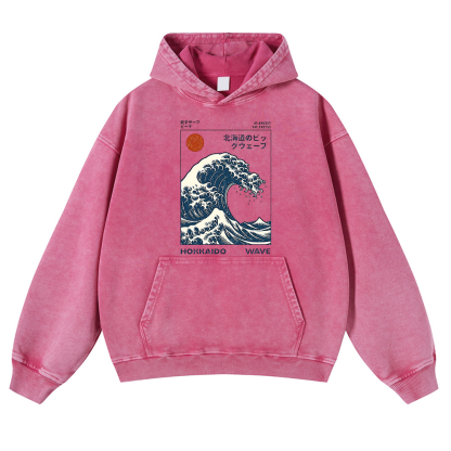 Katsushika Hokusai Vintage Washed Thick Cotton Hoodie