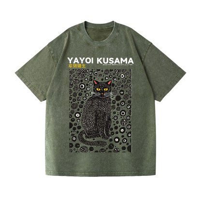 Yayoi Kusama Cat Vintage Wash Japanese Design T-Shirt