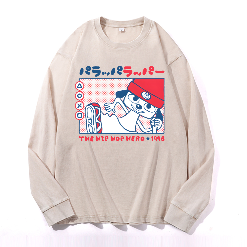 PaRappa the Rapper Vintage Cotton Wash Long-sleeve T-shirt