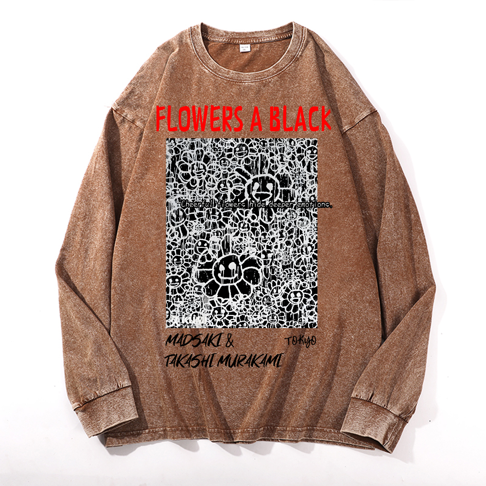 Madsaki Sunflower TM Vintage Cotton Wash Crewneck Sweatshirt