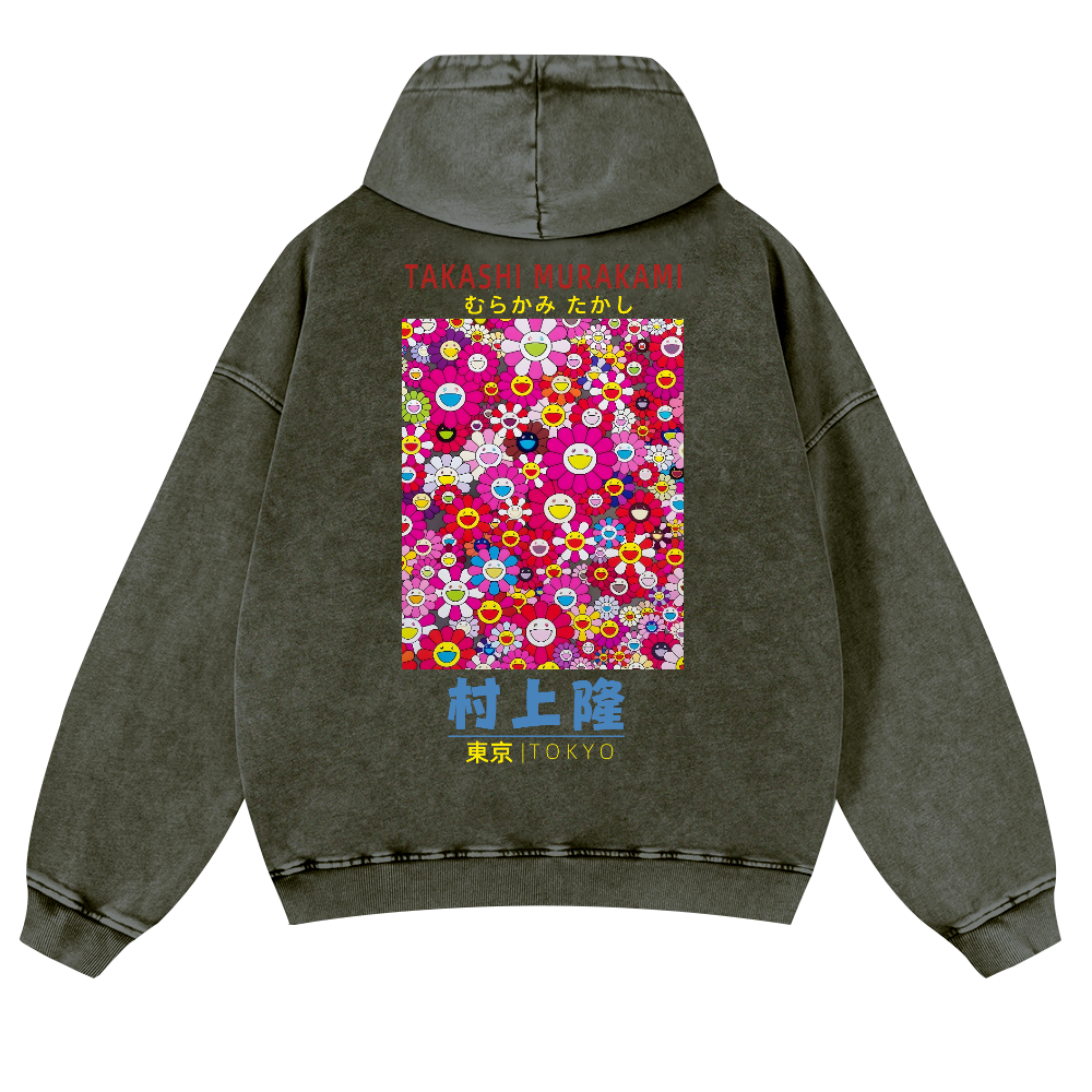 TM Sunflower Vintage Washed Cotton Back Art Hoodie