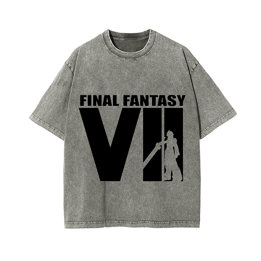 Final Fantasy VII Vintage Wash Japanese Design T-Shirt