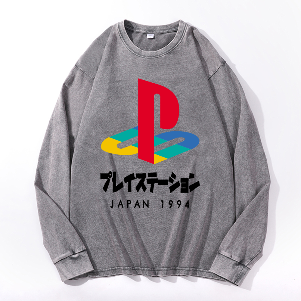 Play Station Vintage Cotton Wash Crewneck Sweatshirt