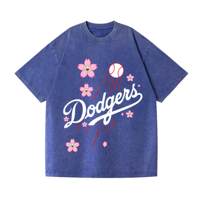 TM Dodgers Dream Baseball Sunflower Vintage Wash Japanese Design T-Shirt