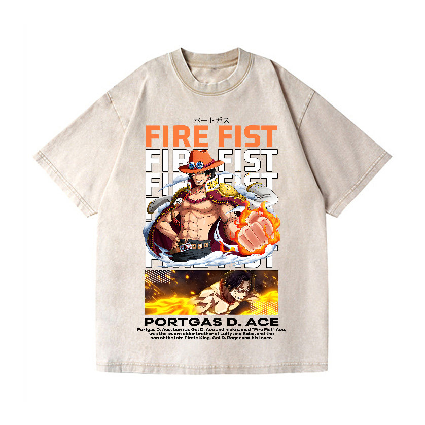 One Piece Ace Vintage Wash Japanese Design T-Shirt