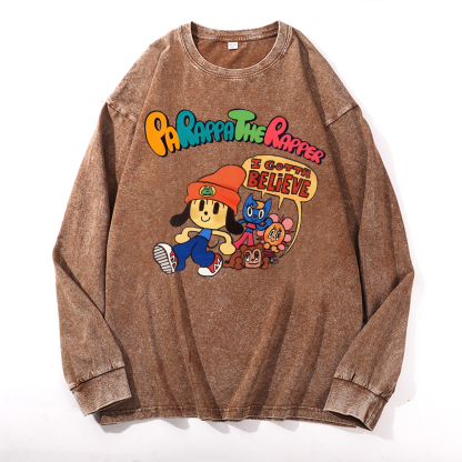PaRappa the Rapper Vintage Cotton Wash Long-sleeve T-shirt