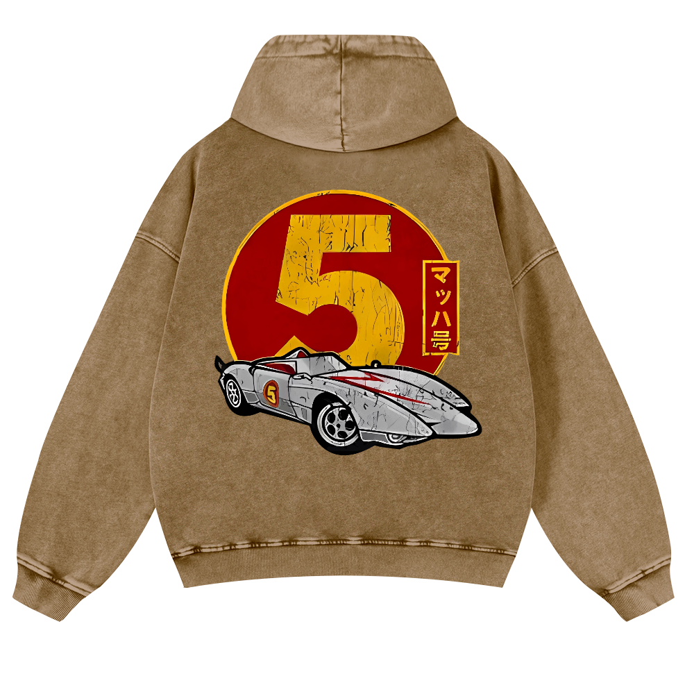 Speed Racer Mach 5 Vintage Washed Cotton Back Art Hoodie