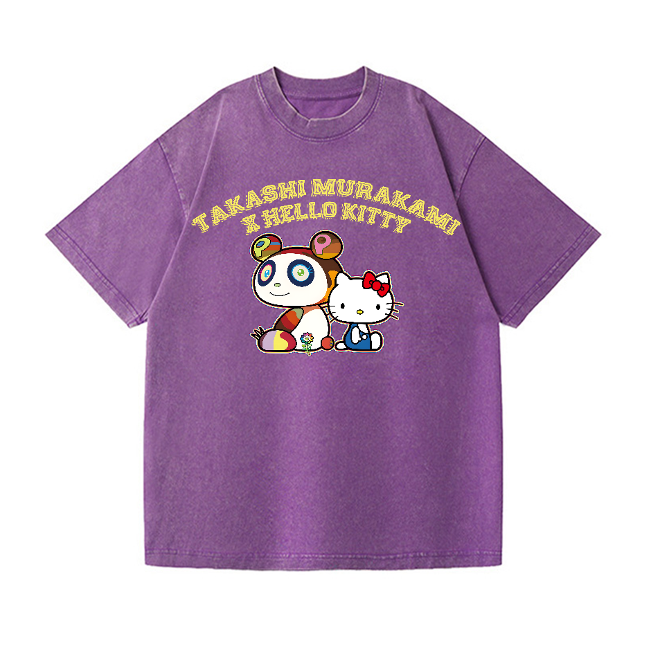 Japan Sunflower Panda TM Vintage Wash Japanese Design T-Shirt