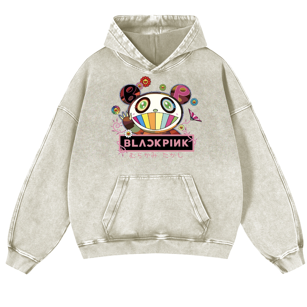 Black Pink TM Vintage Washed Thick Cotton Hoodie
