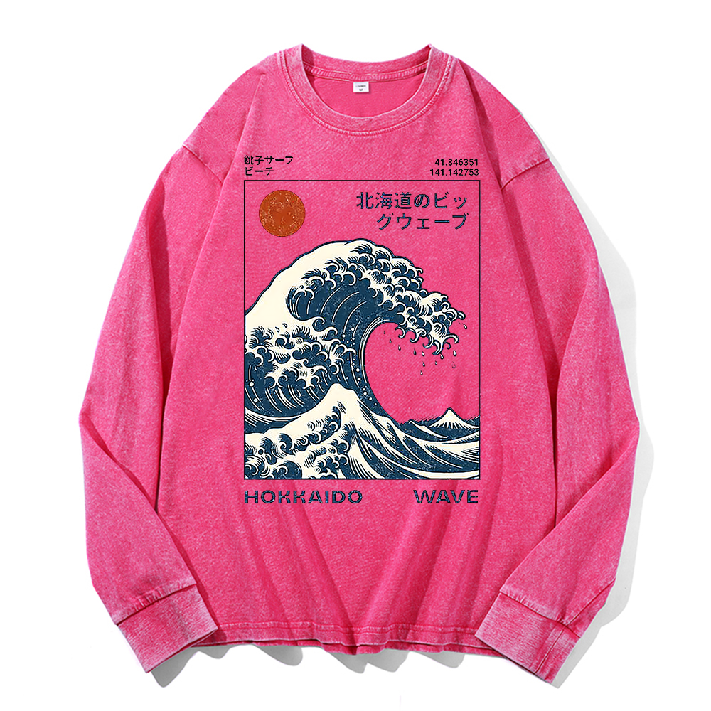 Katsushika Hokusai Vintage Cotton Wash Crewneck Sweatshirt