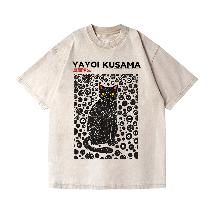 Yayoi Kusama Cat Vintage Wash Japanese Design T-Shirt