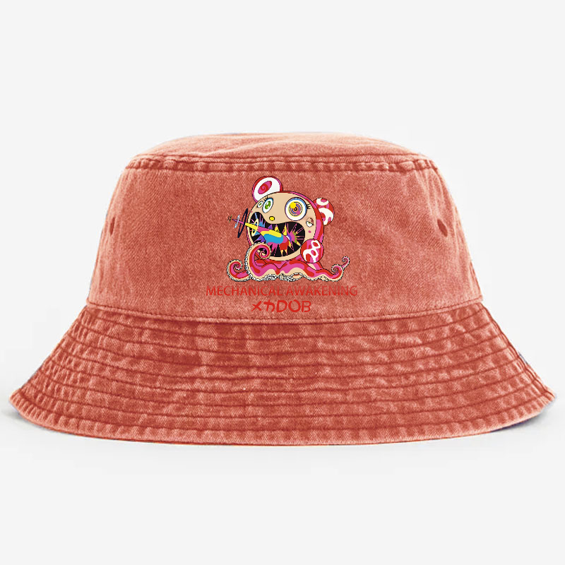 TM Sunflower Octopus Tokyo Japan Vintage 100% Cotton Bucket Hat