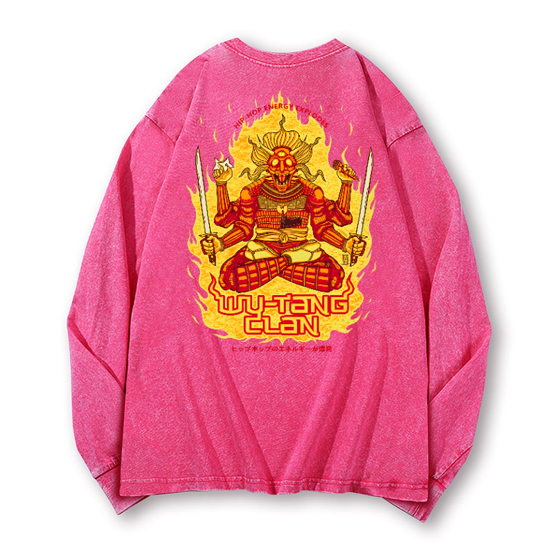 Wu Tang Clan Vintage Washed Cotton Back Art Long-sleeve T-shirt