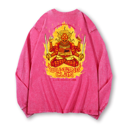 Wu Tang Clan Vintage Washed Cotton Back Art Long-sleeve T-shirt