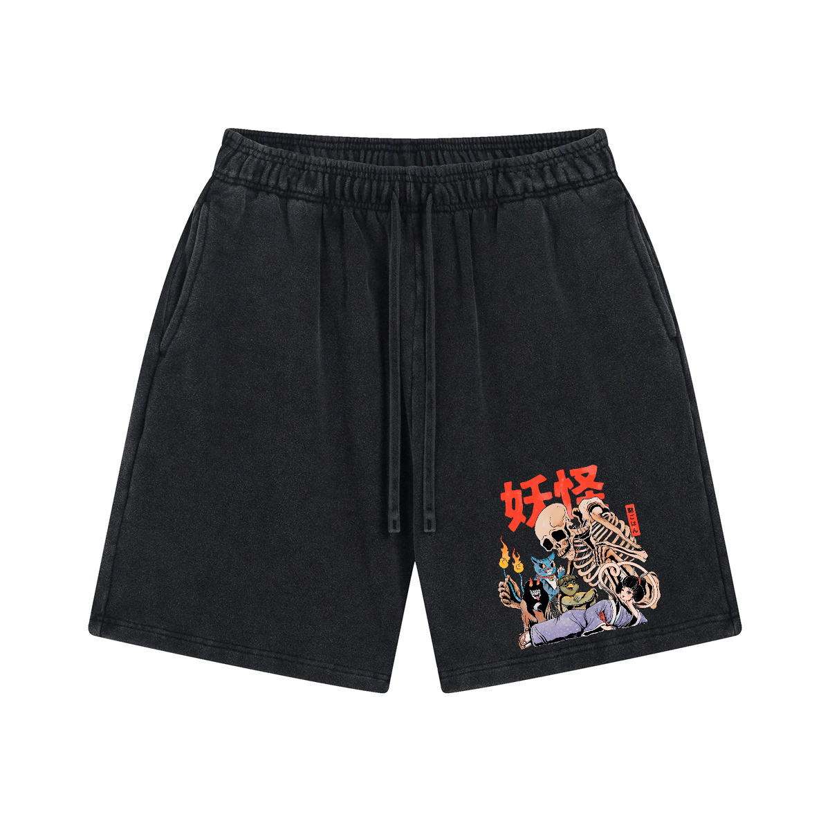 Utagawa Kuniyoshi Yokai Vintage Washed Cotton Shorts