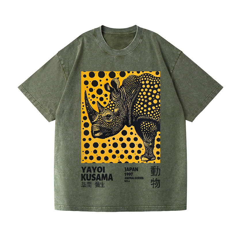 Yayoi Kusama Rhinoceros Vintage Wash Japanese Design T-Shirt