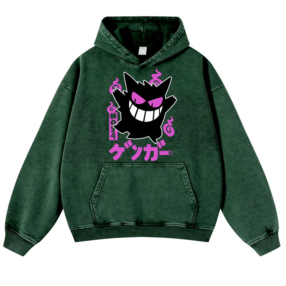 Gengar Vintage Washed Thick Cotton Hoodie
