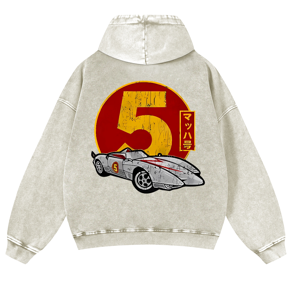 Speed Racer Mach 5 Vintage Washed Cotton Back Art Hoodie