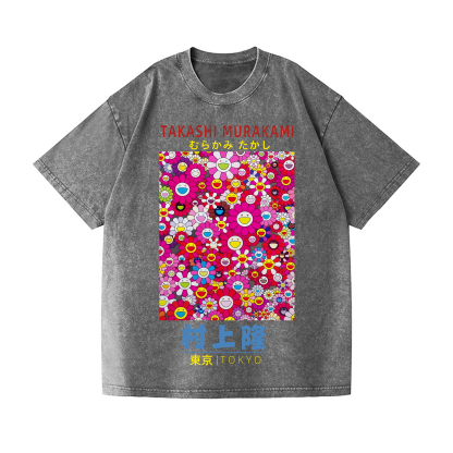 Takashi Murakami Sunflower Vintage Wash Japanese Design T-Shirt