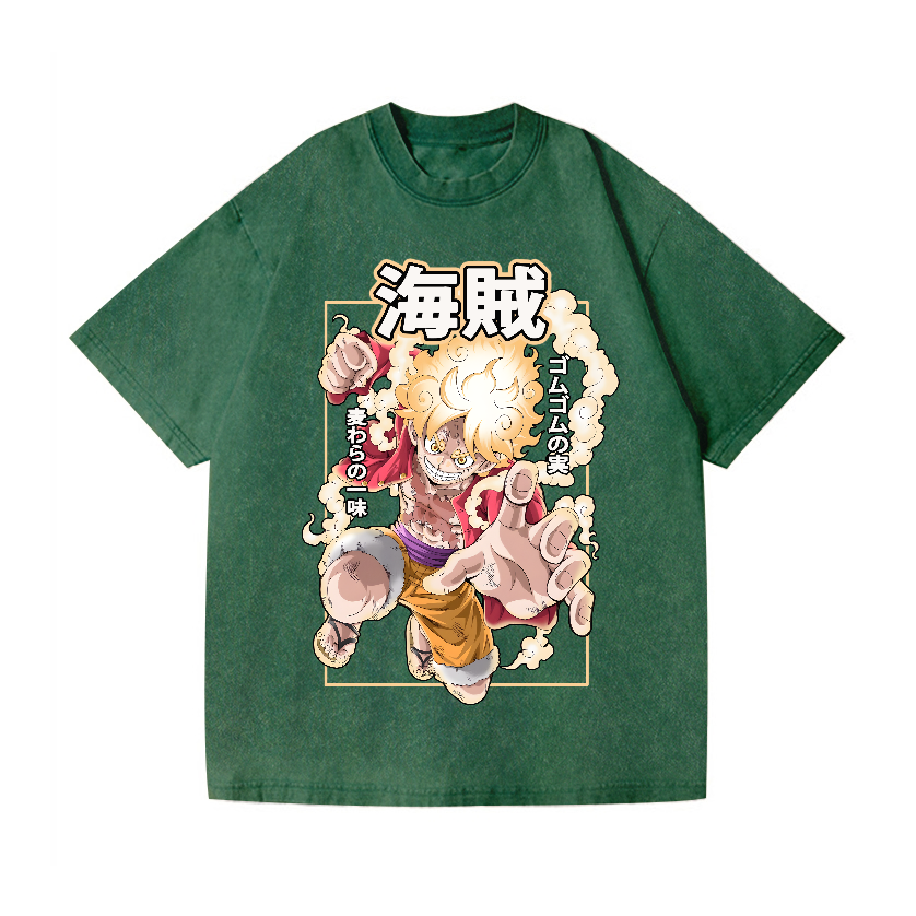 OP Luffy Gear 5 Vintage Wash Japanese Design T-Shirt