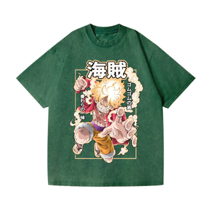 OP Luffy Gear 5 Vintage Wash Japanese Design T-Shirt