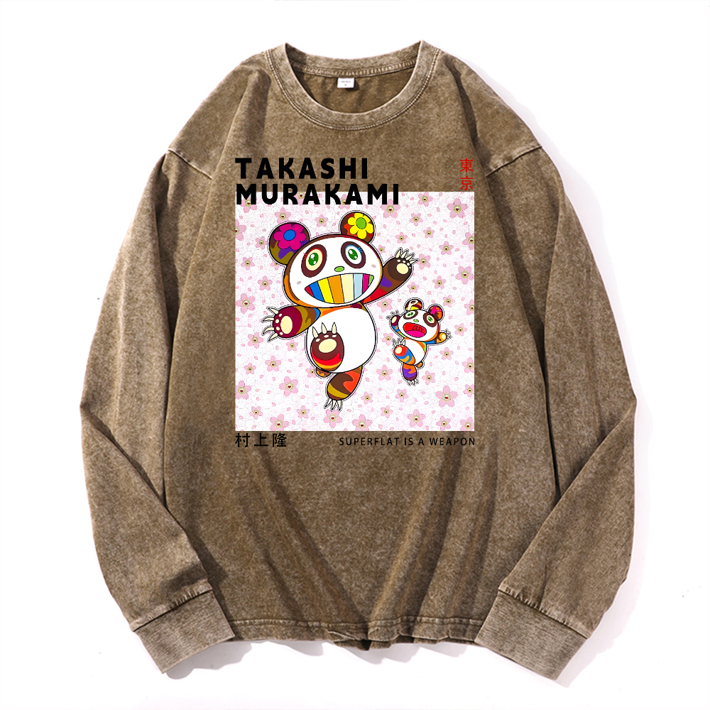 Panda TM Vintage Cotton Wash Long-sleeve T-shirt