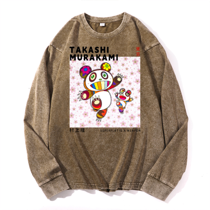 Panda TM Vintage Cotton Wash Long-sleeve T-shirt