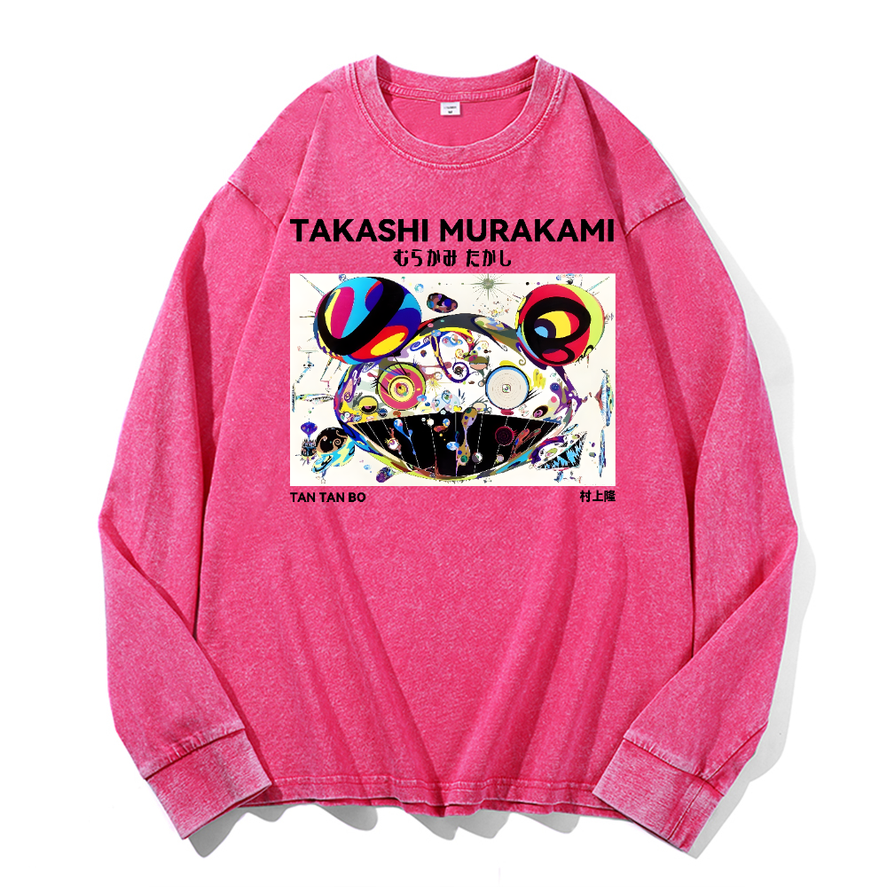 Japan Sunflower Panda TM Vintage Cotton Wash Long-sleeve T-shirt