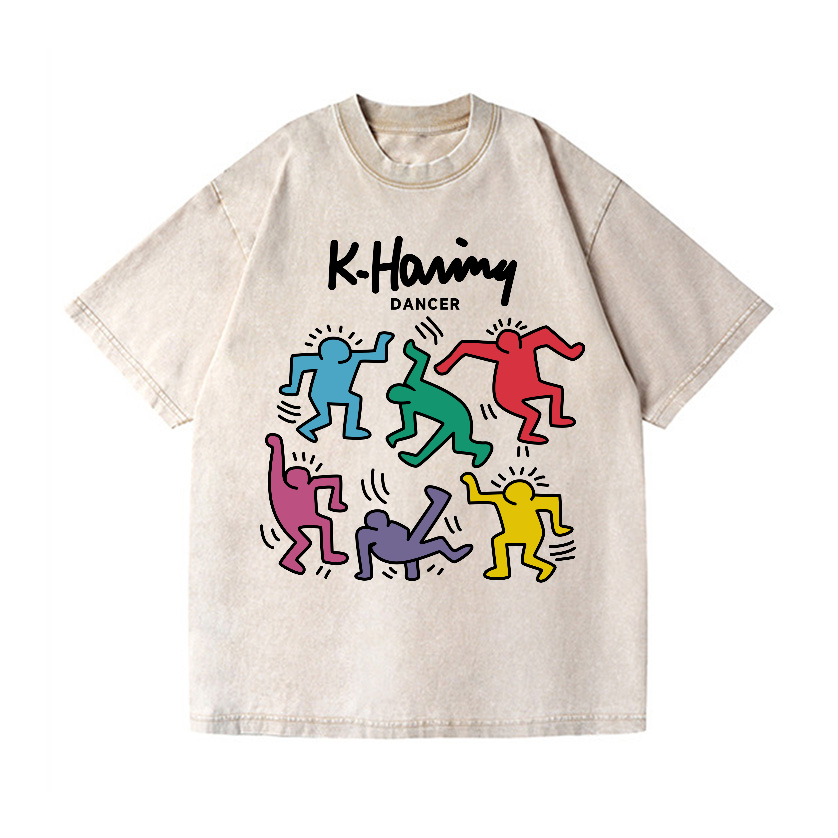 Kaith Haring Dancer Vintage Wash Japanese Design T-Shirt