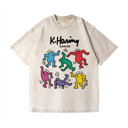 Kaith Haring Dancer Vintage Wash Japanese Design T-Shirt