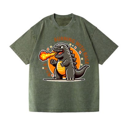 Burning Godzilla Vintage Wash Japanese Design T-Shirt