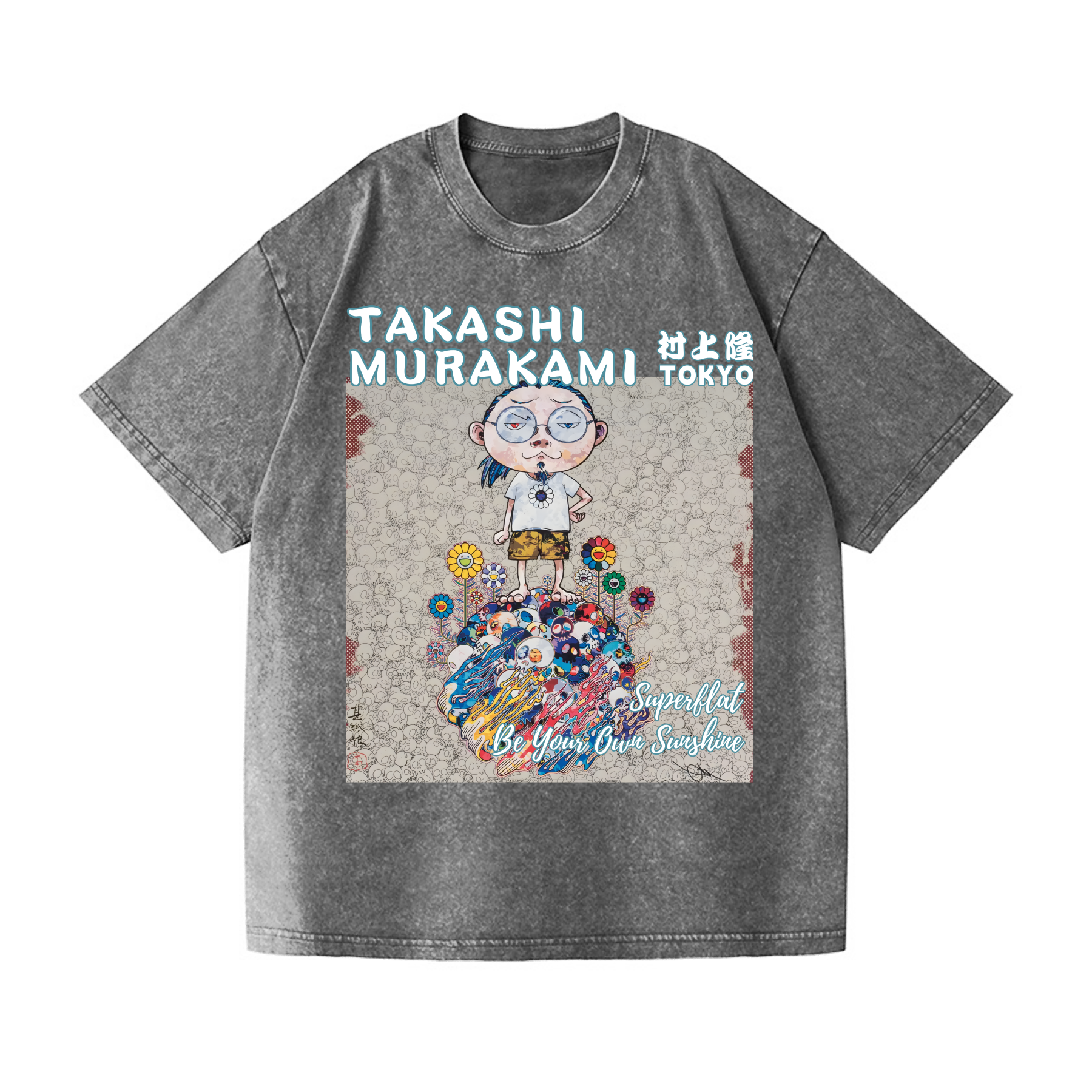 Flower TM Vintage Wash Japanese Design T-Shirt