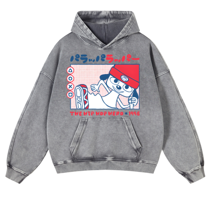 PaRappa the Rapper Vintage Washed Thick Cotton Hoodie