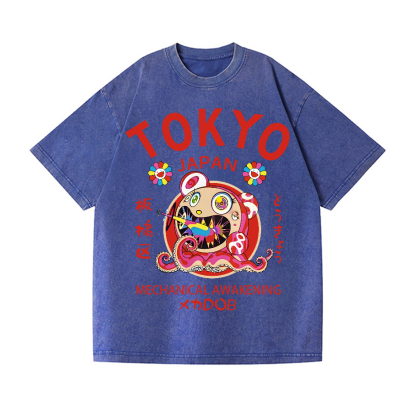 Sunflower DOB Octopus Tokyo TM Japan Vintage Wash Japanese Design T-Shirt