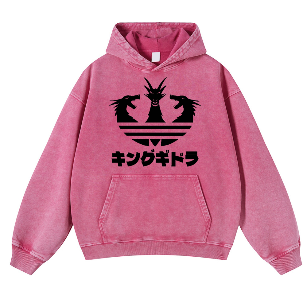 King Ghidorah Kaiju Vintage Washed Thick Cotton Hoodie