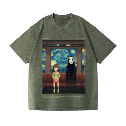 Ghibli Spirited Away No Face Vintage Wash Japanese Design T-Shirt