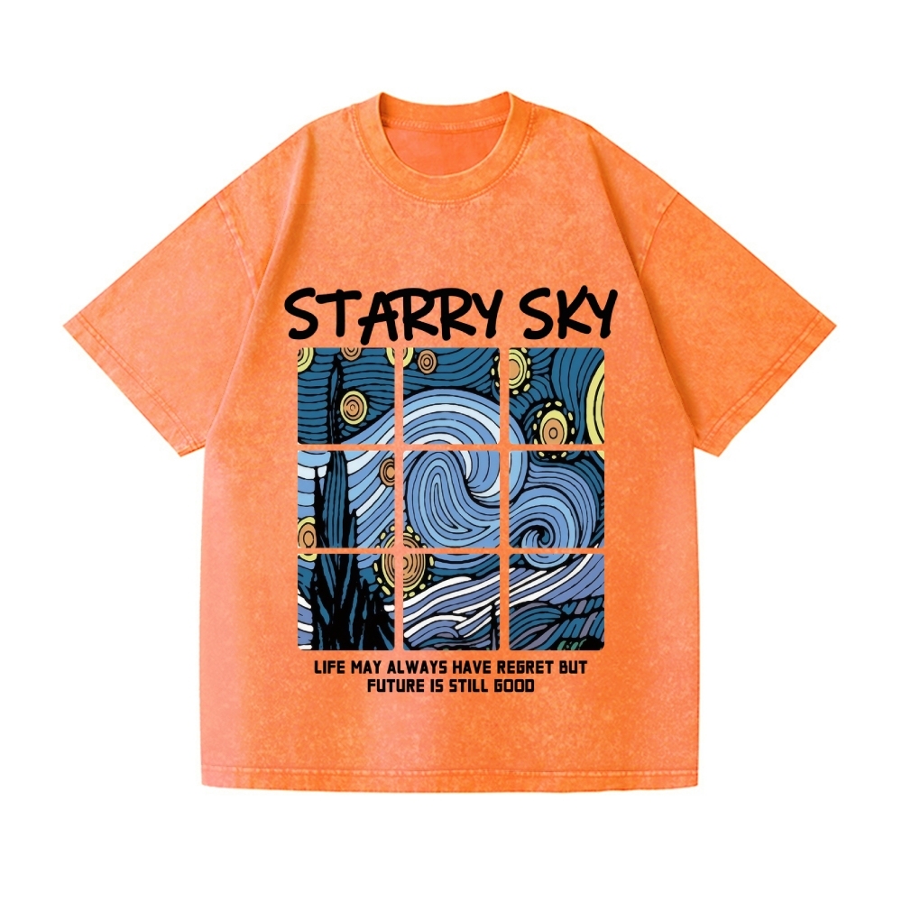 Van Gogh Starry Sky Vintage Wash Japanese Design T-Shirt