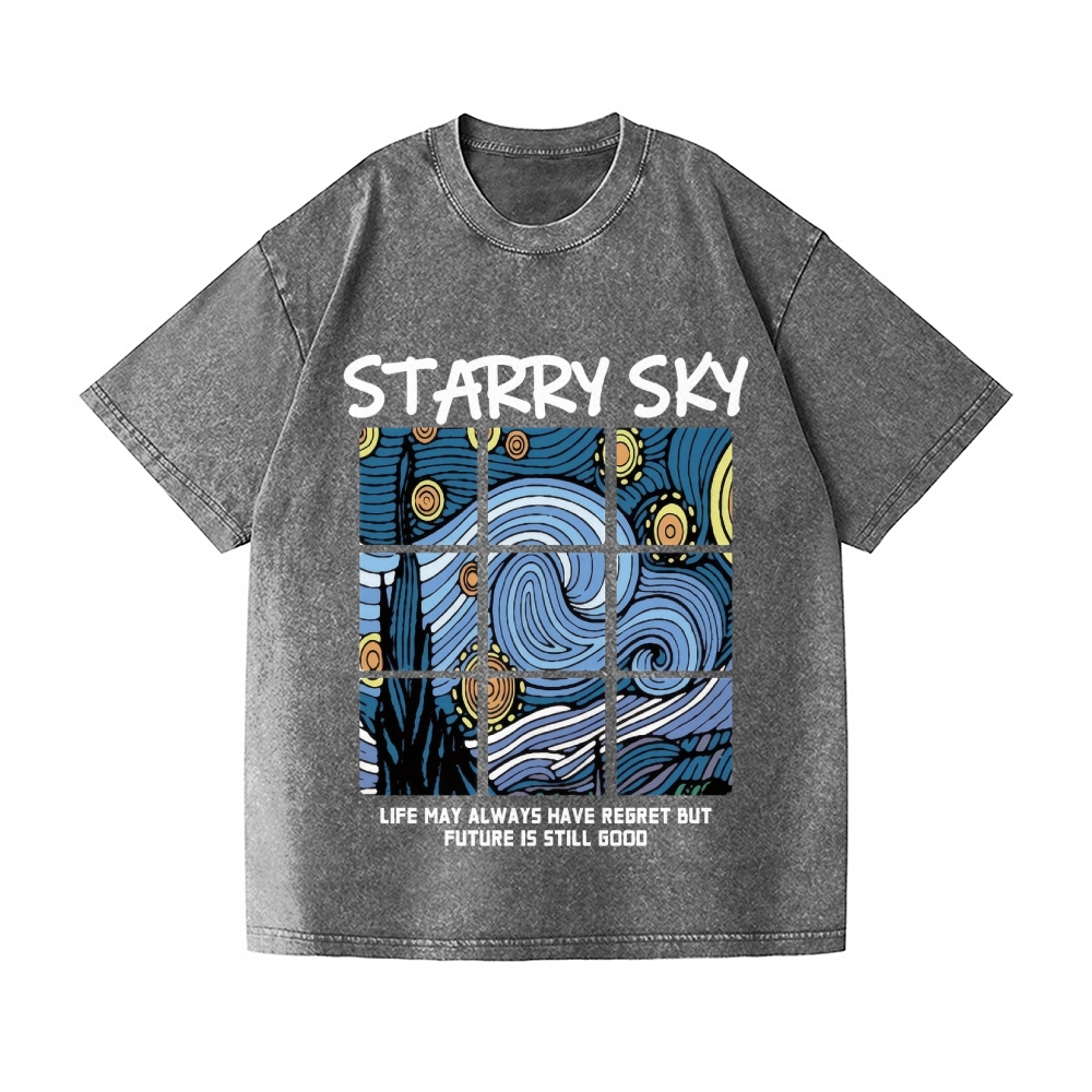 Van Gogh Starry Sky Vintage Wash Japanese Design T-Shirt