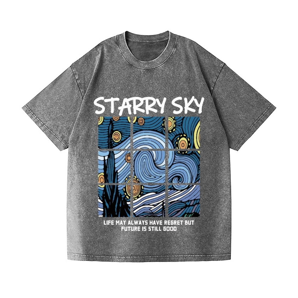 Van Gogh Starry Sky Vintage Wash Japanese Design T-Shirt