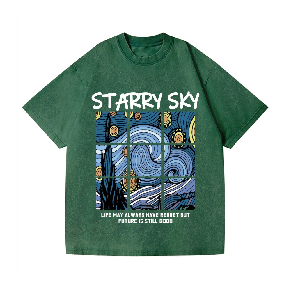 Van Gogh Starry Sky Vintage Wash Japanese Design T-Shirt