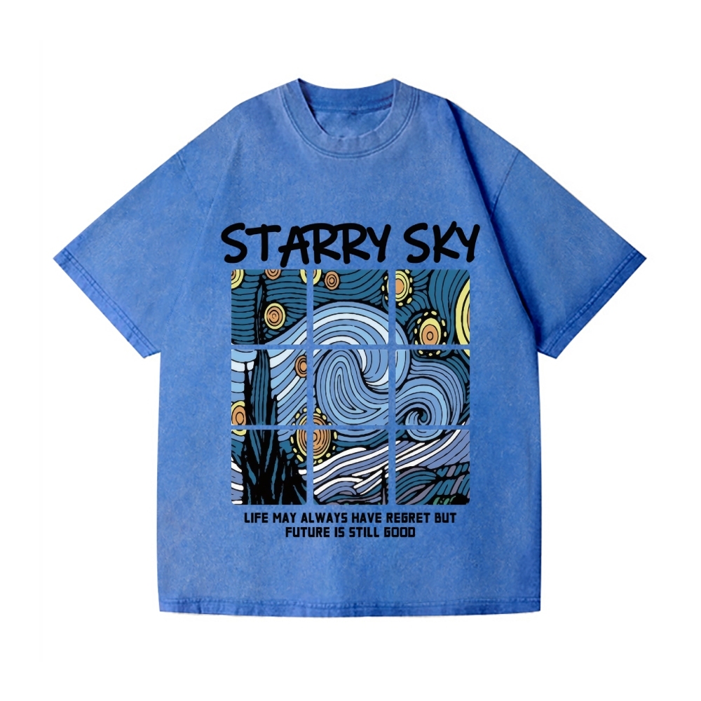 Van Gogh Starry Sky Vintage Wash Japanese Design T-Shirt